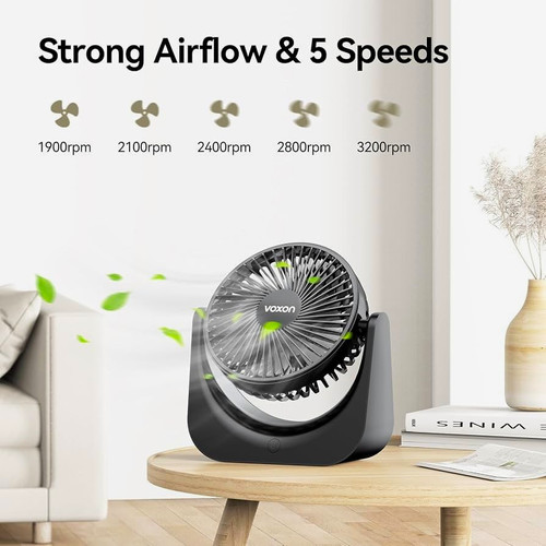 Voxon usb table desk fan - fan, black